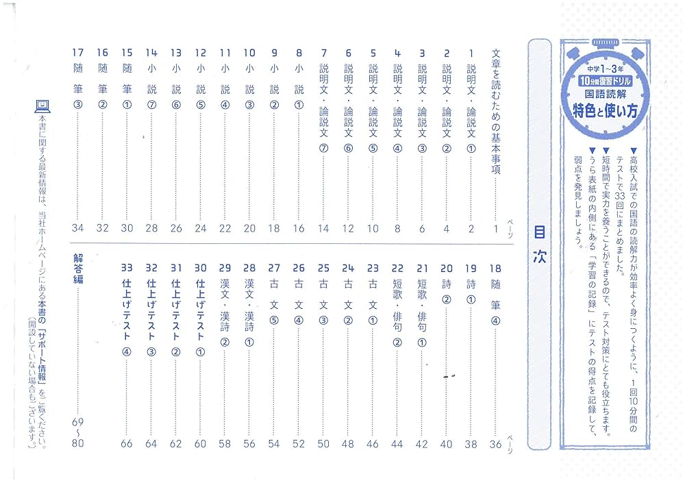 Amazon.com: 中1~3 10分間復習ドリル 国語読解: ググッと学力UP